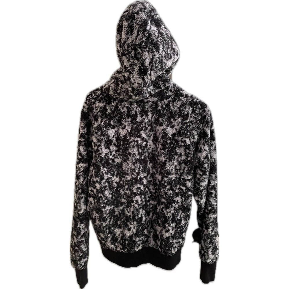 ATHLETA Tugga Sherpa Jacquard Black & White Fur Hoodie Pullover ~ Women's Sp